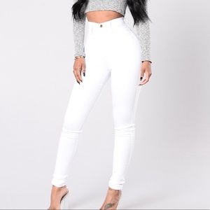 Classic High Waisted White Jeans